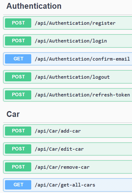 Screenshot of CarMinder API